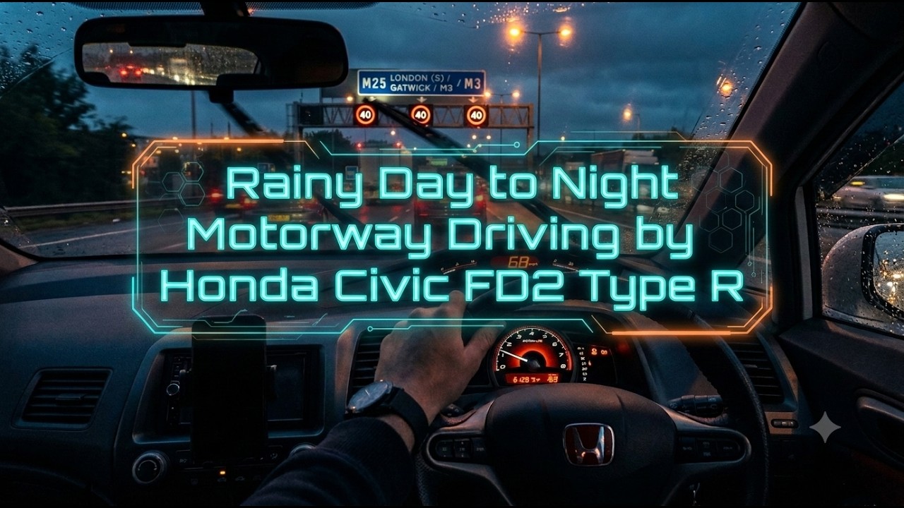 Rainy Day to Night Motorway Driving by Honda Civic FD2 Type R POV | Chill Beats & Relaxing Cruise