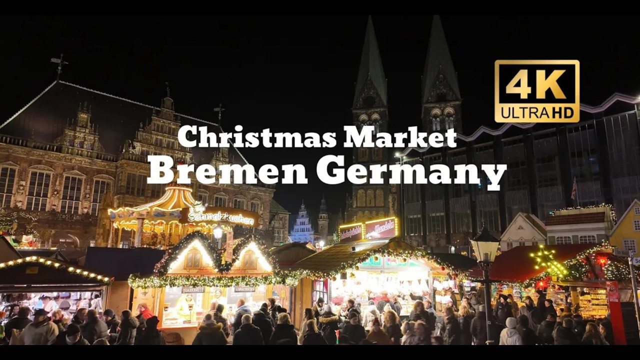 Bremen, Germany Christmas Market Tour - 4K | Domsheide to River Walk | Christmas Tree & Lightning