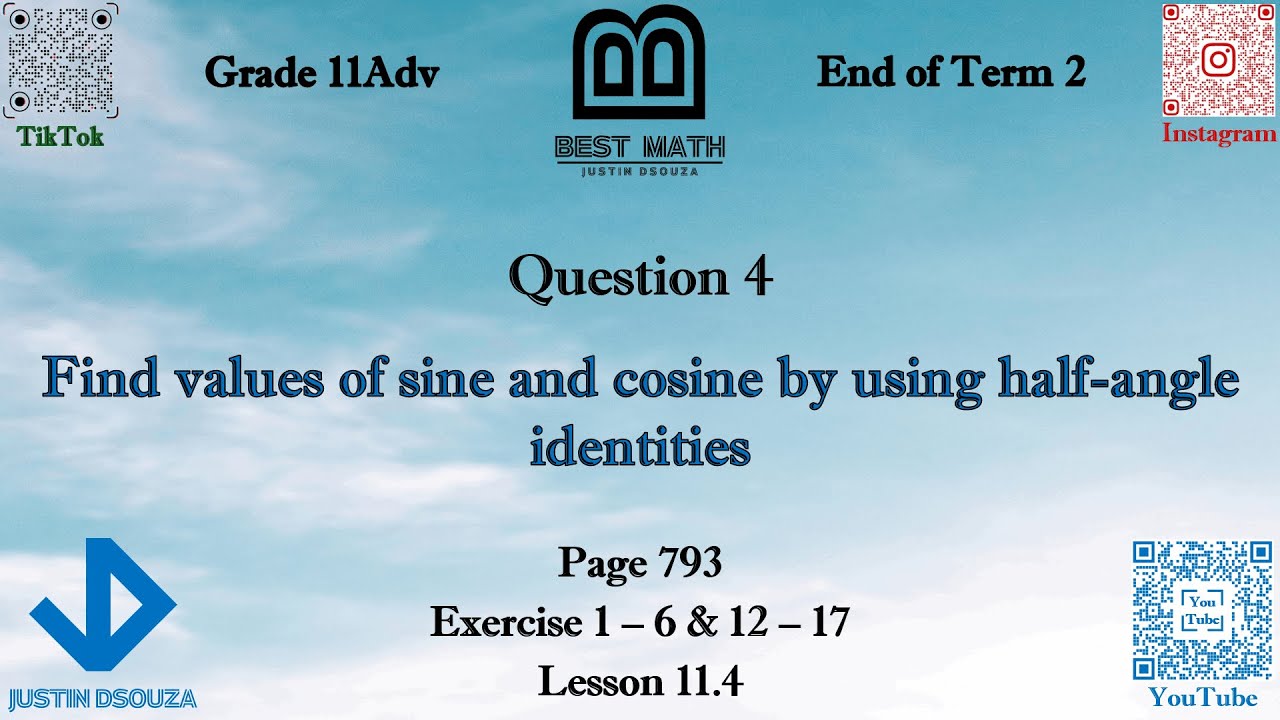 Solving double and half angle identities | Q4 P1 | 11A | EoT2 |