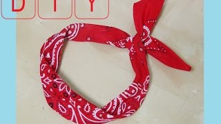 【ボンドで作る】簡単！うさ耳　ワイヤーカチューシャ  バンダナ no sew Bandana hair band