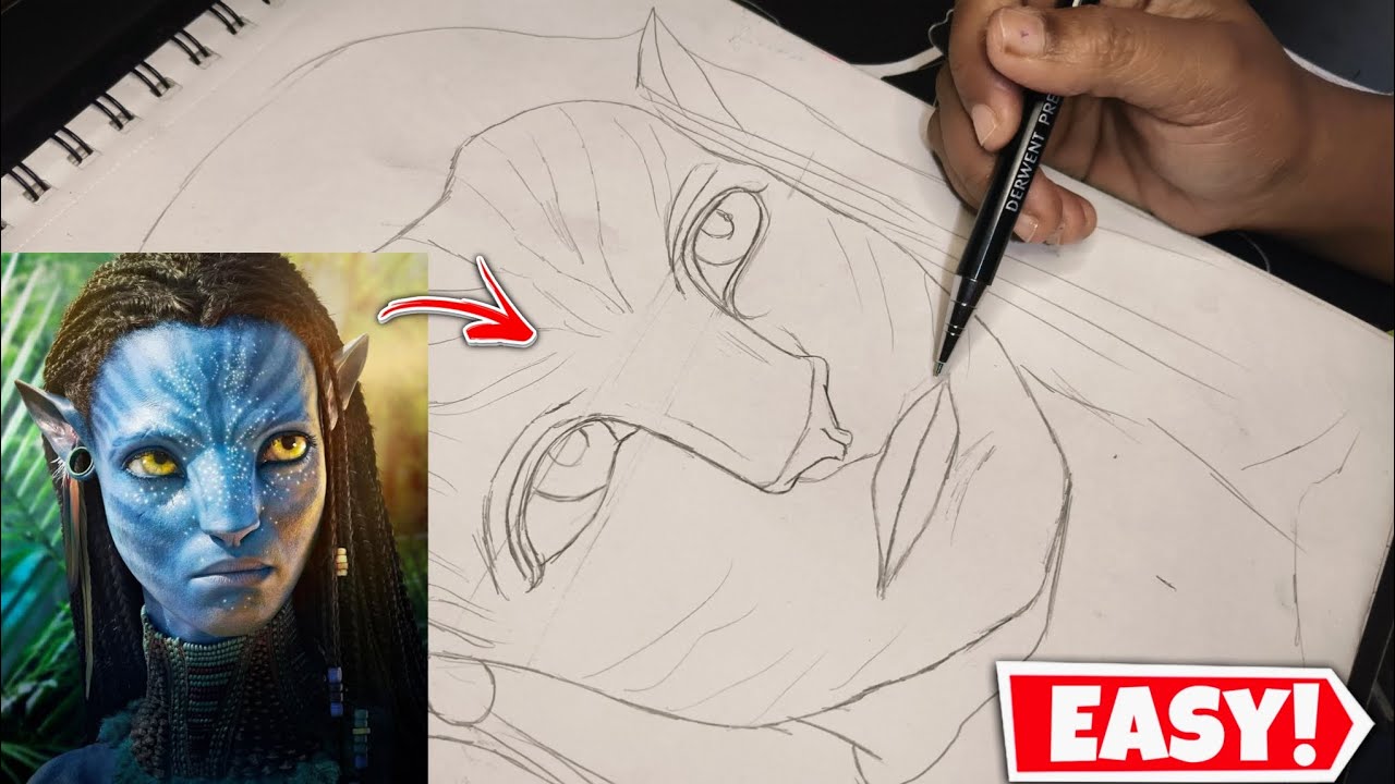 Avatar Drawing, Avatar The Way Of Water, Outline Tutorial 😍 - YouTube