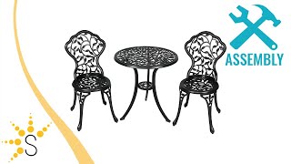 Sunnydaze 3-Piece Outdoor Cast Aluminum Patio Bistro Set - Black Vines-YUK-785