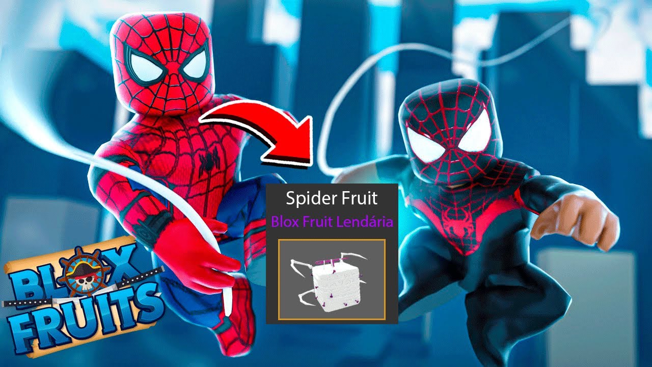 VIREI O HOMEM ARANHA E PROVEI A FRUTA SPIDER NO PVP BLOX FRUITS 