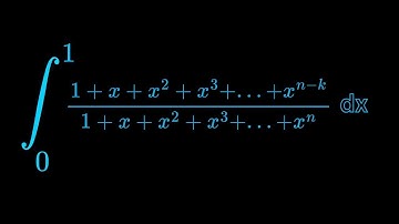 Monster Integral of 1+x+x^2+x^3+...+x^n-k/1+x+x^2+x^3+...+x^n dx from 0 to 1