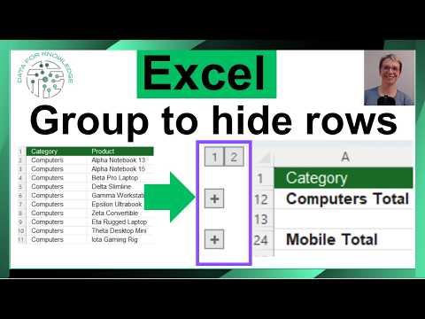 How to Group and Collapse Rows in Excel - Explaining the 1 & 2 symbols