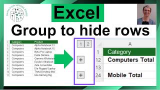How to Group and Collapse Rows in Excel - Explaining the 1 & 2 symbols