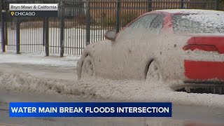 Water main break floods Chicago  North Side intersection