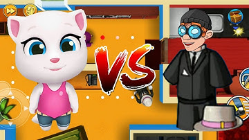 Talking Angela vs Stylish Suit Outfit - Talking Tom Gold Run vs Robbery Bob
