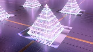 Futuristic Glass Crystal Translucent Pyramid With Neon Laser Lines 4K 60fps Wallpaper Background