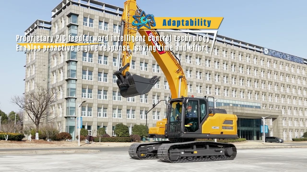 Silný 23,5 tunový bagr zblízka | detail stroje XCMG XE220e