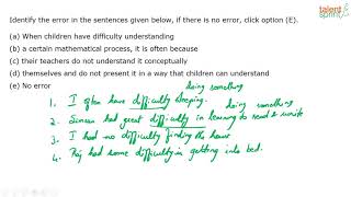 Finding Errors | Advanced Example 238 to 241 |Finding Errors|Spotting Errors |English |TalentSprint