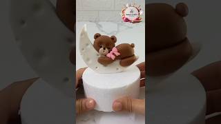 Bear on the moon fondant topper #tutorial #art #cakedecorating #shorts #cake #reels #diy #craft #cat