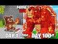 I Survived 100 Days as a FIRE BEAR in HARDCORE Minecraft