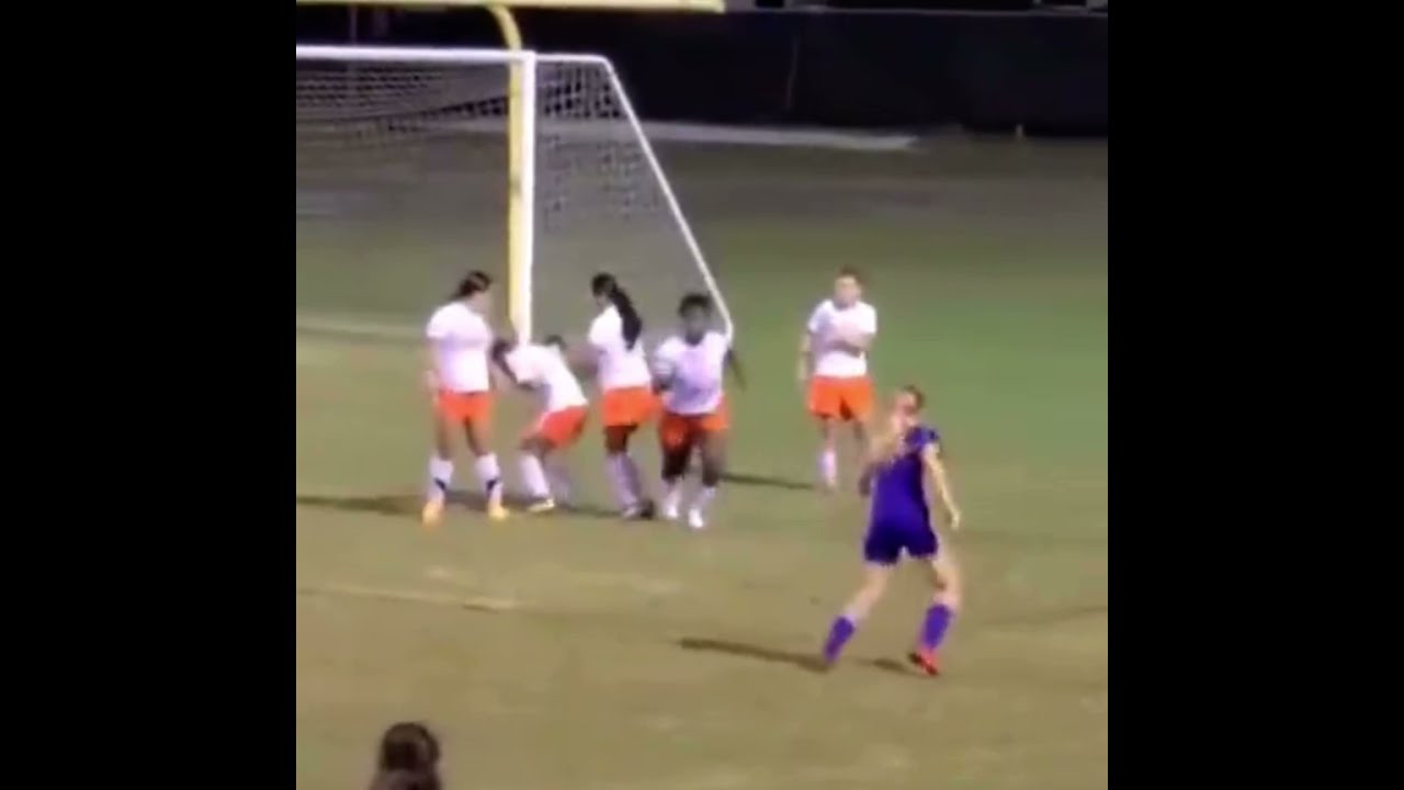 Soccer Girls Kicked In The Face Defending Penalty Kick