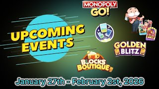 Upcoming events for January 27th - Feb 1st, 2026 #monopolygo #upcomingevents 
