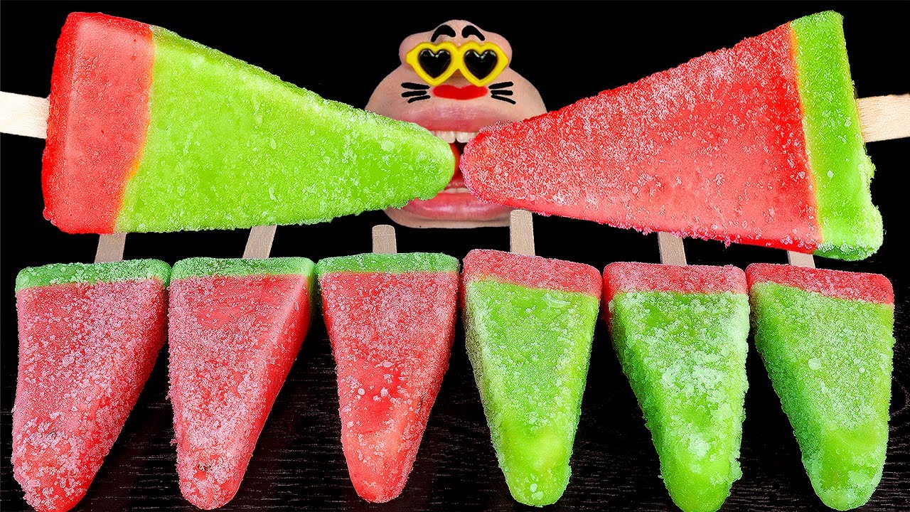 ASMR MUKBANG NEW Watermelon Ice Cream Popsicle EATING SHOW (4K) YouTube