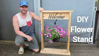 DIY Hanging Flower Basket Stand with Welcome Sign | Easy Woodworking Project | Garden Decor Build