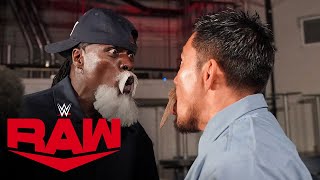 Reggie evades the disguised pair of Akira Tozawa \& R-Truth: Raw, Aug. 9, 2021