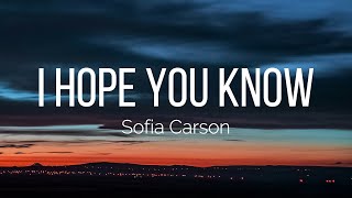 Sofia Carson - I Hope You Know (Lyrics)