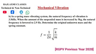 Numerical Problem based on Mechanical Vibration ll Mechanical Vibration ll Mechanical Engineering 