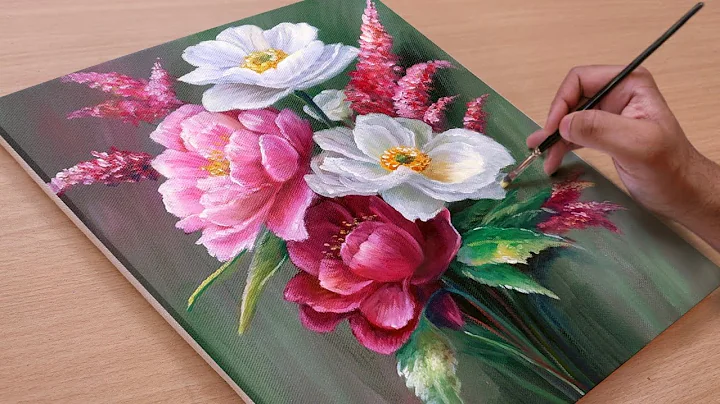 Painting a Beautiful Vibrant Flower Bouquet / Acrylic painting / Art paintings thumbnail