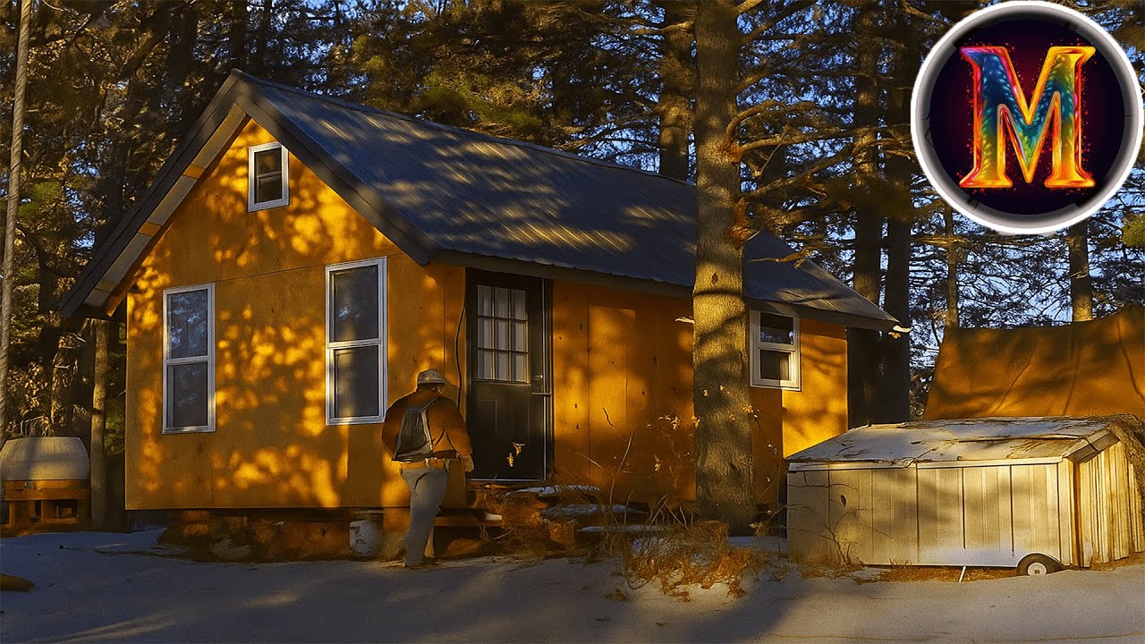 Man Building a Cozy Off Grid Cabin with Full Amenities | Start to ...