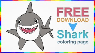How to Draw and Coloring Shark Easy | Download Coloring Page For Free | Step by Step Drawing For Kid