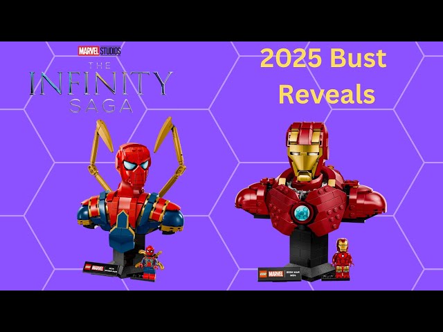 Lego Marvel Official 2025 Iron Man MK4 & Iron Spider Bust