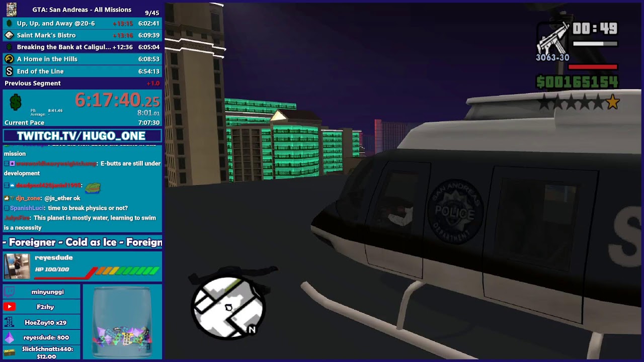 GTA San Andreas All Missions Speedrun Part 2 - Chat on Twitch - https://www.twitch.tv/hugo_one