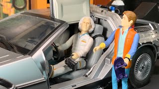 Marty Mcfly & Doc Brown Back To The Future Reaction Figures Funko Super 7 5 Poa Delorean