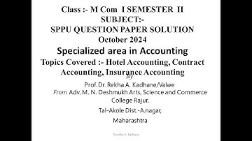 SPPU Specialized area in accounting Question paper Solution October 2024,M Com, DTL,MBA,CA
