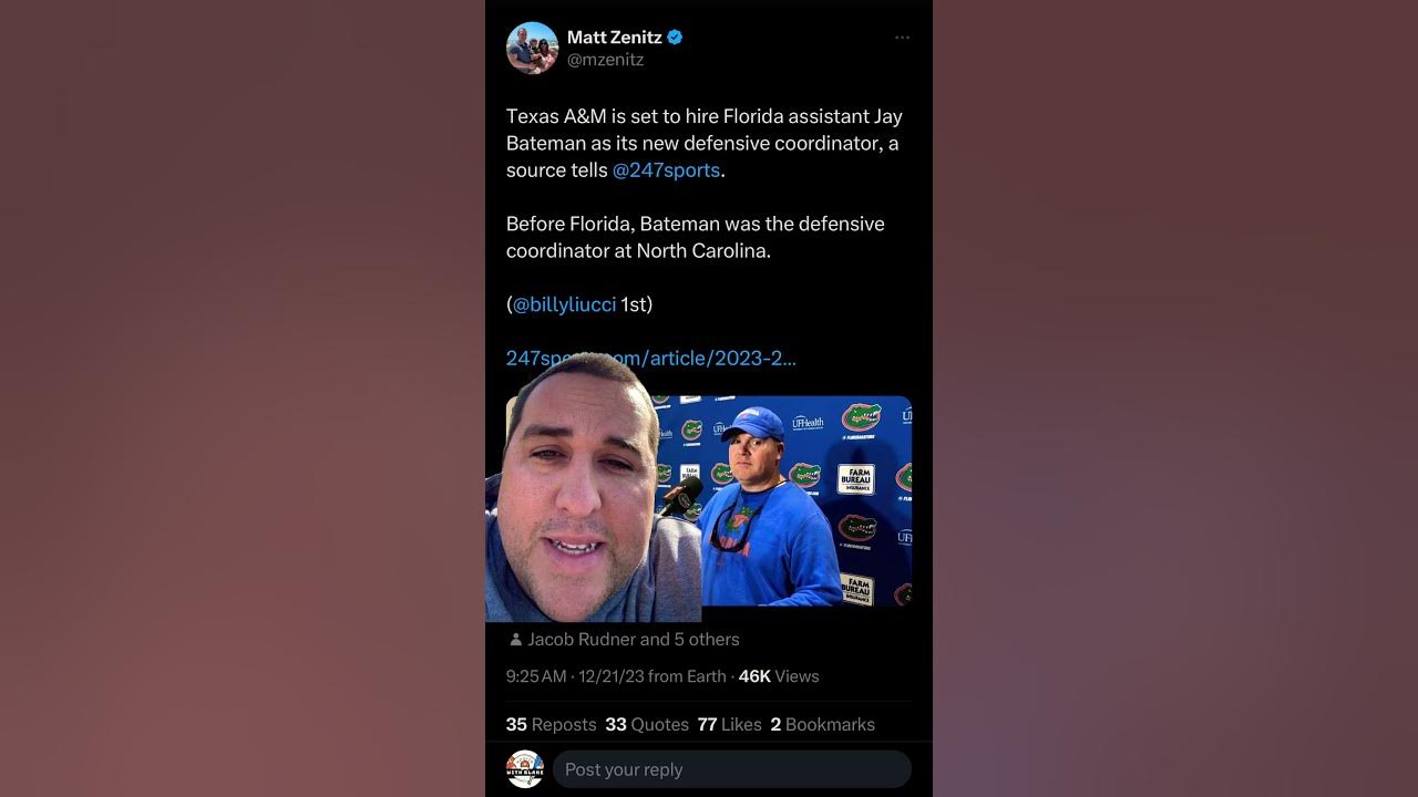 Jay Bateman Will Be The Next Defensive Coordinator For Texas A&M YouTube