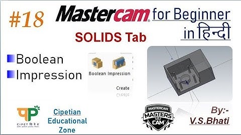 Mastercam SOLIDS Tab || Boolean ||  Impression || Mastercam for Beginners Tutorials || Designing