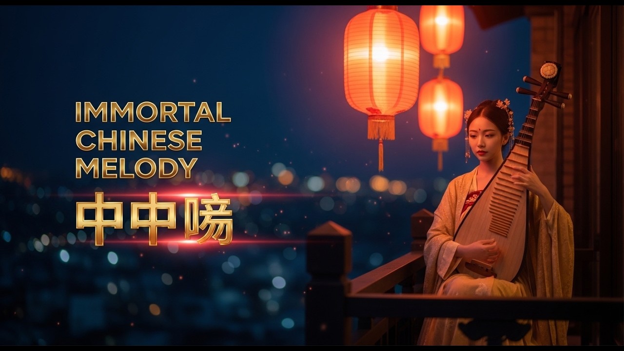 “Ancient Chinese Guqin Music at Lantern Night | Elegant Hanfu Cinematic Scene”