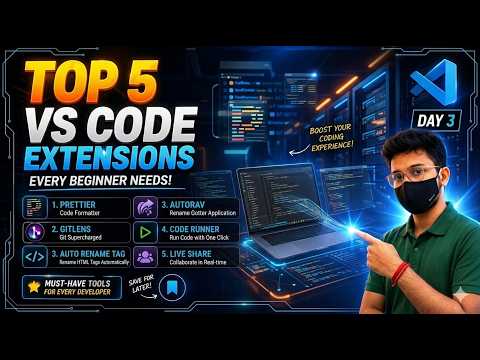Top 5 VS Code Extensions Every Beginner Must Install | Day 3 Coding Journey 🚀