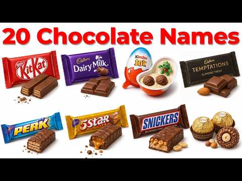 20 Chocolate Names in Hindi and English for Kids | Learn Chocolate Names with Pictures 🍫🍬