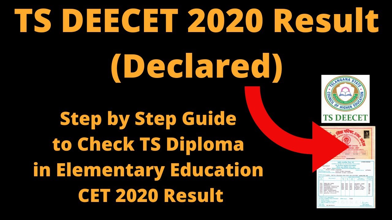 TS DEECET 2020 Result (Declared) - How to Check TS Diploma in Elementary Education CET 2020 Result