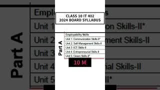 Class 10 IT 402 Syllabus 2023-24 | Information technology class 10 syllabus 2023-24 | shorts | cbse