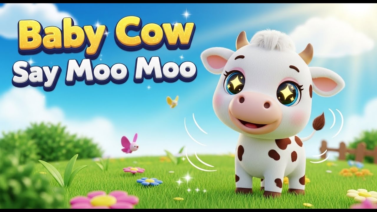 🐮 Baby Cow Say Moo Moo 🌞 | Fun Nursery Rhyme for Kids 🎵