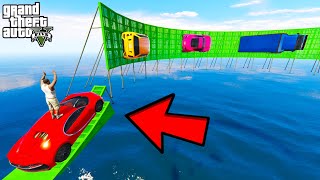 FRANKLIN TRIED IMPOSSIBLE WALL RIDE MEGA RAMP PARKOUR CHALLENGE GTA 5 | SHINCHAN and CHOP