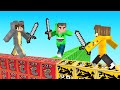 Minecraft 1v1v1 YouTuber Lucky Block Wall Battle!