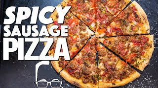SPICY SAUSAGE PIZZA (COOKED IN OUR NEW CAST IRON PAN) | SAM THE COOKING GUY