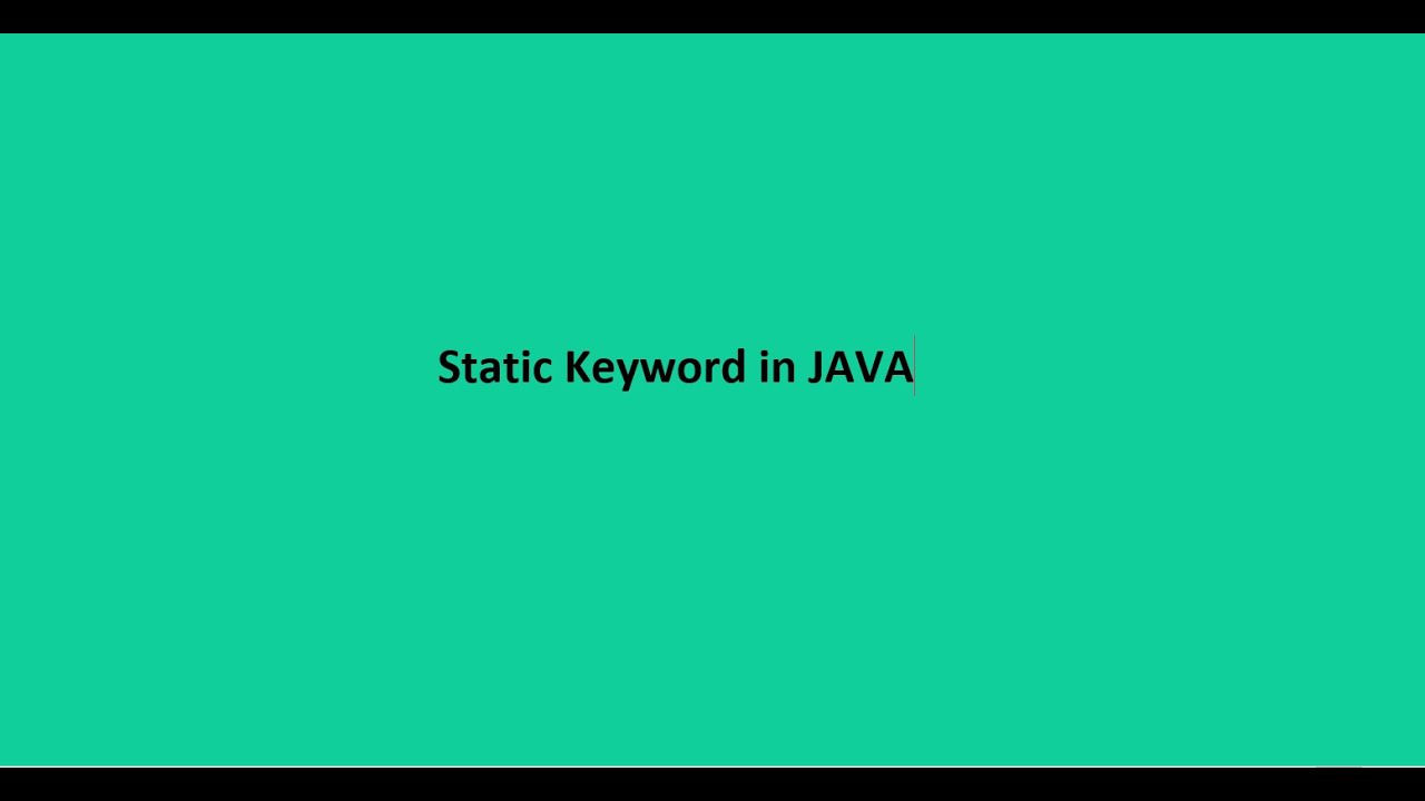 Static Keyword in Java - YouTube