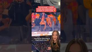 Taylor Swift CHUGS Down Her Beer/Drink At Super Bowl! @TaylorSwift #superbowl