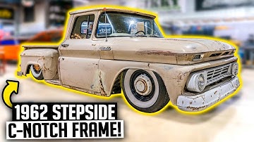 How to C-Notch an LS Swapped Slammed C10 Frame! - 1962 Chevy C10 Stepside Ep. 2