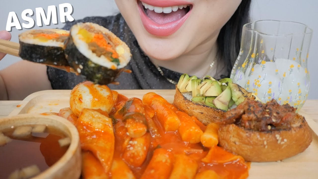 Spicy Tteokbokki with Spicy Pork Gimbap and Yubu Chobap *ASMR NO TALKING EATING SOUNDS |NE Let's Eat