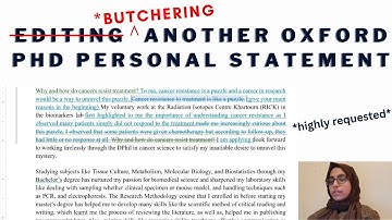 Editing another Oxford PhD Personal statement (honest feedback) | PhD personal statement mistakes