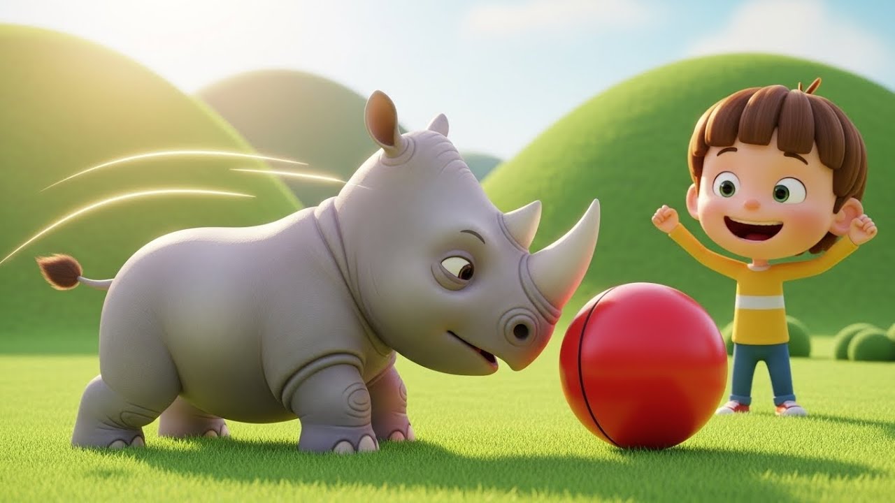 Baby Rhino Pushed the Wobbly Ball 🦏⚽ | Fun Toddler Song & Kids Rhymes