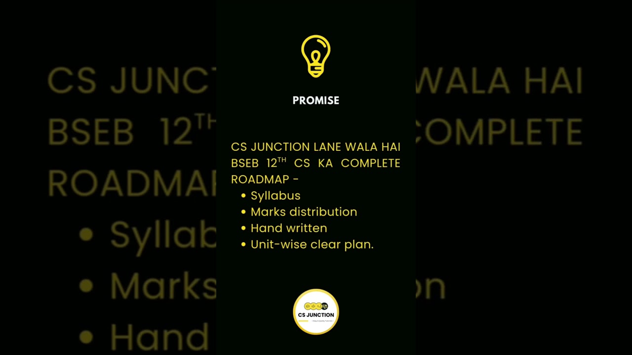 Bihar Board 12th CS Students | Full Roadmap Coming 🔥 