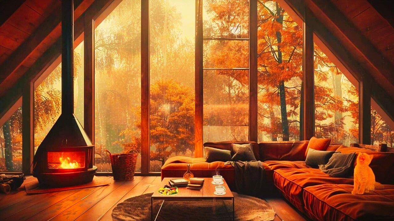 Cozy Fireplace & Rain Sounds 🌧️🔥 Rainy Cabin Ambience for Sleep, Study ...